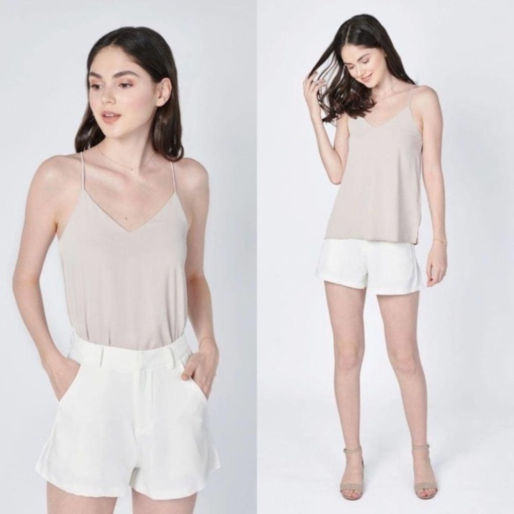 Alexis Camisole Adjustable Spaghetti Straps V-Neck Top Cream Women's Sz Xs Nwot